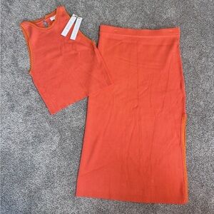 NWT House of Harlow 1960  Ribbed Knit Skirt Set, Size Large